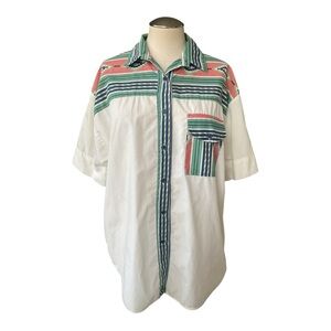 Pennylane Western Aztec Striped Button Up Shirt Medium
